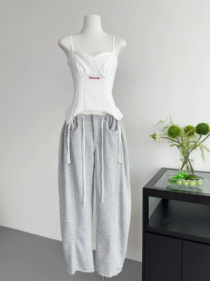 Grey Cotton Long Pants