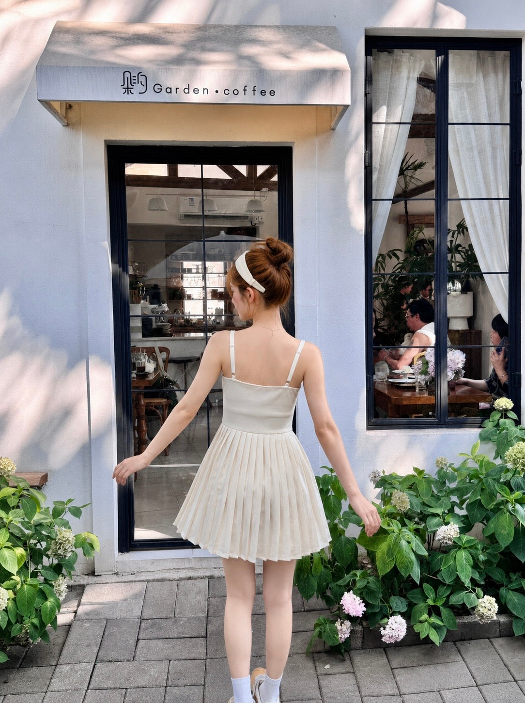 Anna Beige Pleated Dress (S, M)