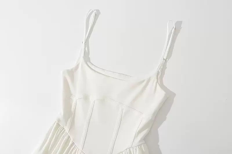 U Collar Strap Long Dress