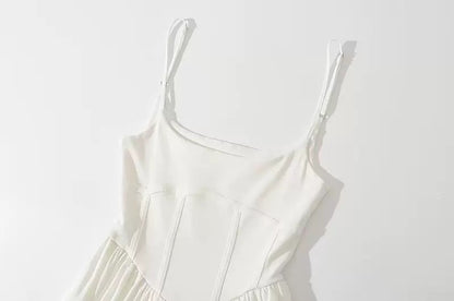 U Collar Strap Long Dress