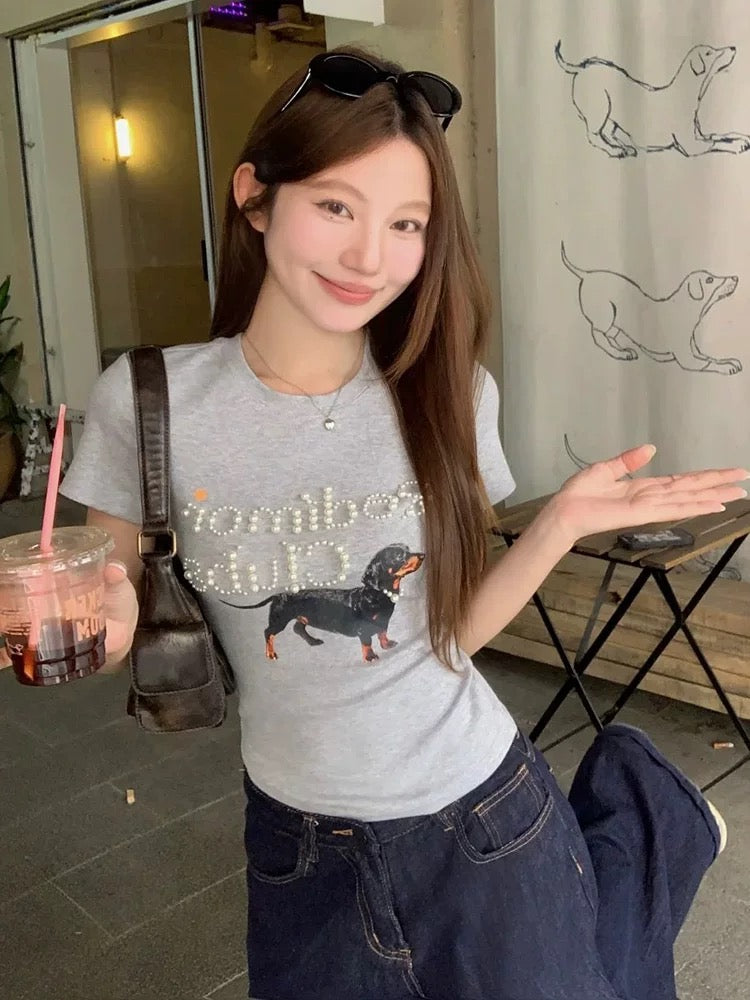 Grey Pearl Dachshunds Top Tee