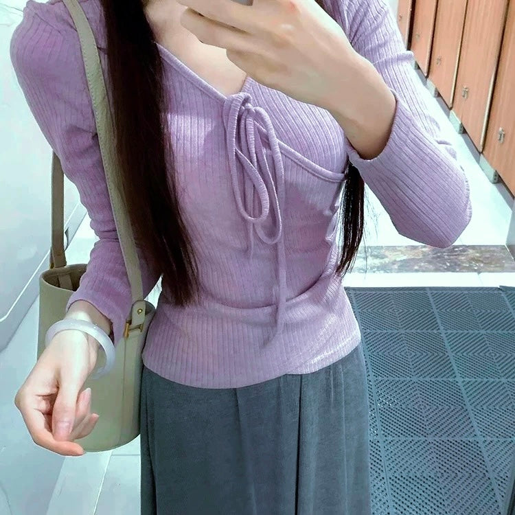 Purple Knitted Long Sleeve Top