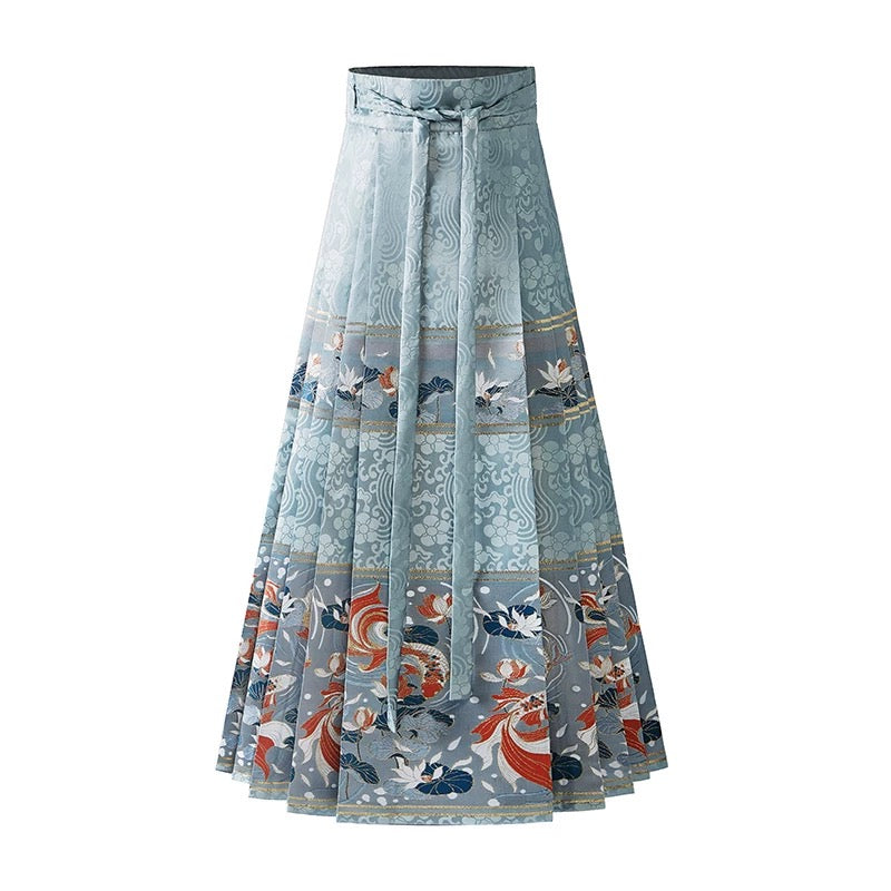 Xing Pond Blue Long Skirt