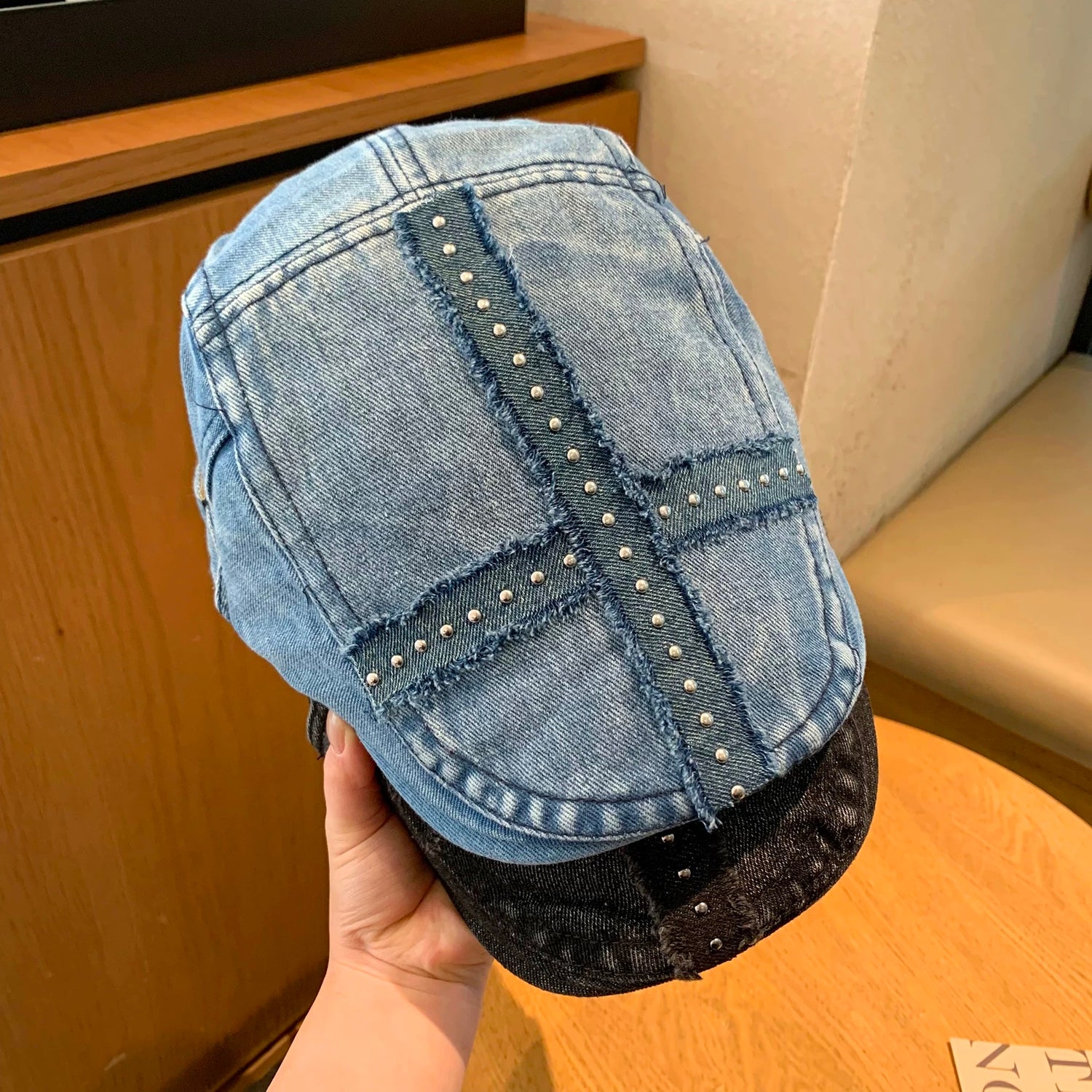 Denim Cross Drawing Hat