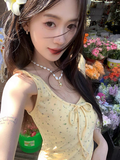 Mini Flo Prints Yellow Long Dress