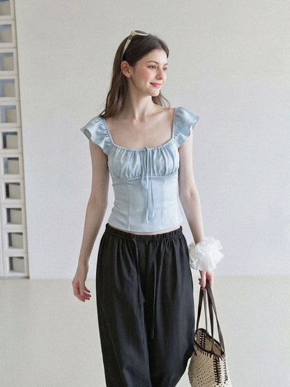 Blue Flare Sleeve Top