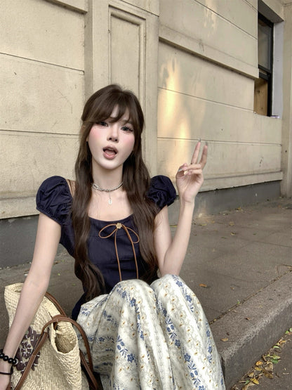 Navy Denim Top (S, M)