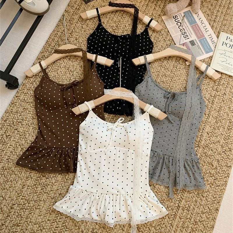 Polka Dot Top With Collar Strap