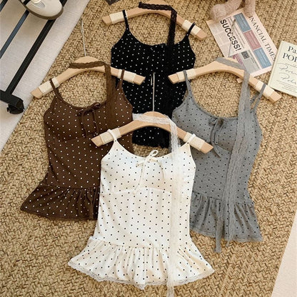 Polka Dot Top With Collar Strap