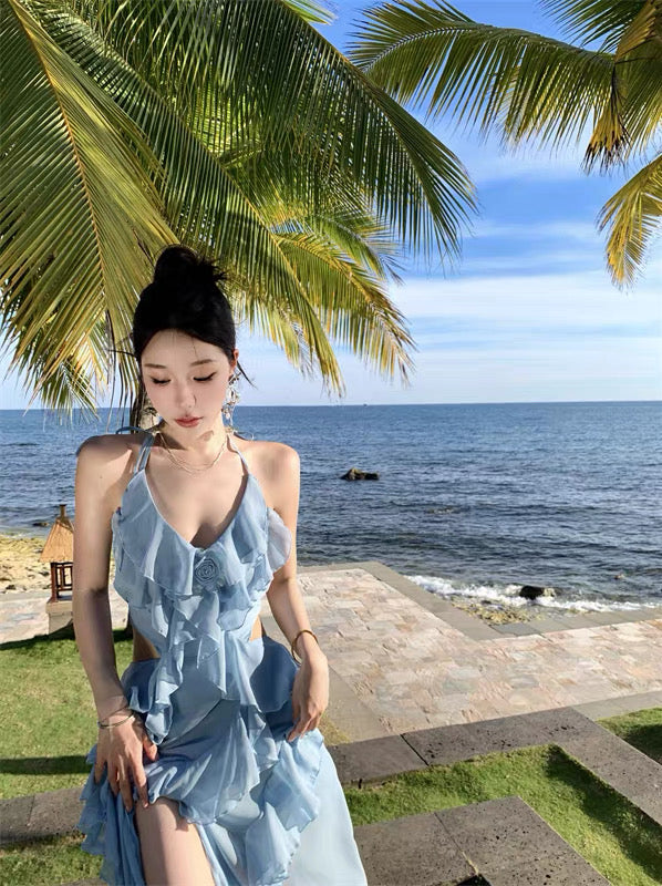 Bareback Sky Blue Long Dress