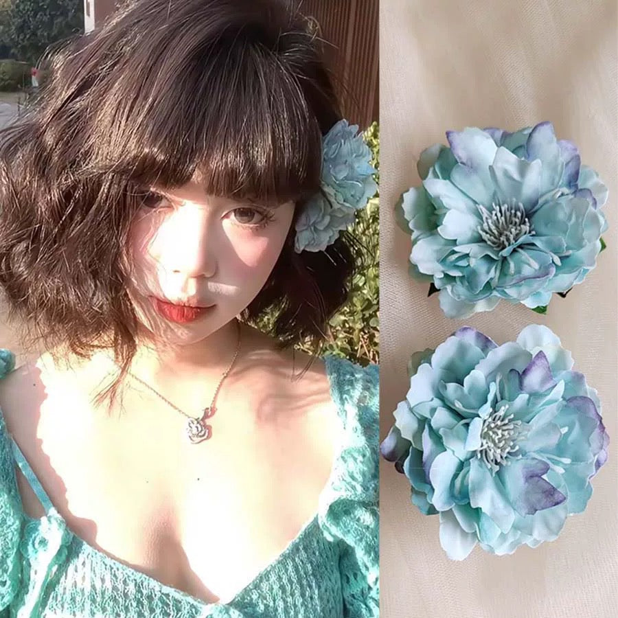 Summer F07 Mint Floral Hair Pin Set