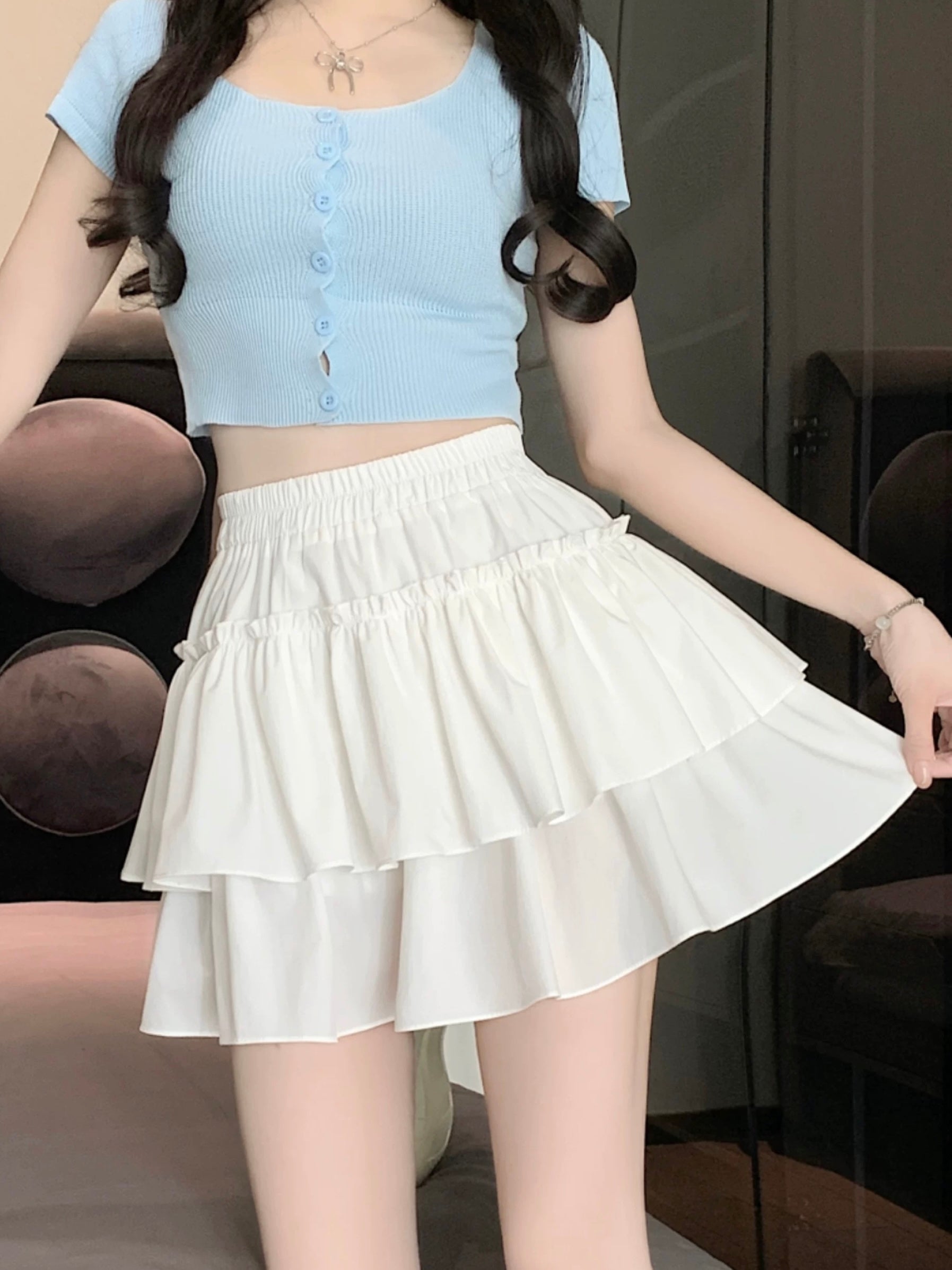White High Waist Mini Skirt SK21