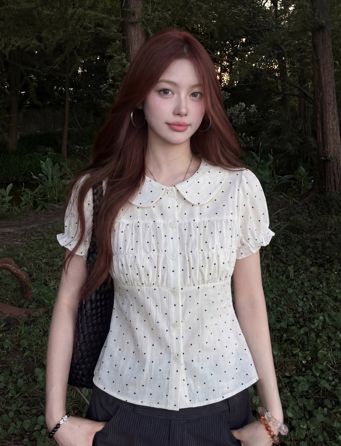 Cute Collar Mini Dot Top (S, M)