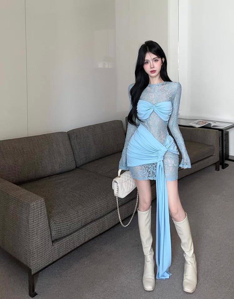 Lacey Blue Long Sleeve Mini Dress