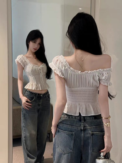 Slim Cut Waist White Top