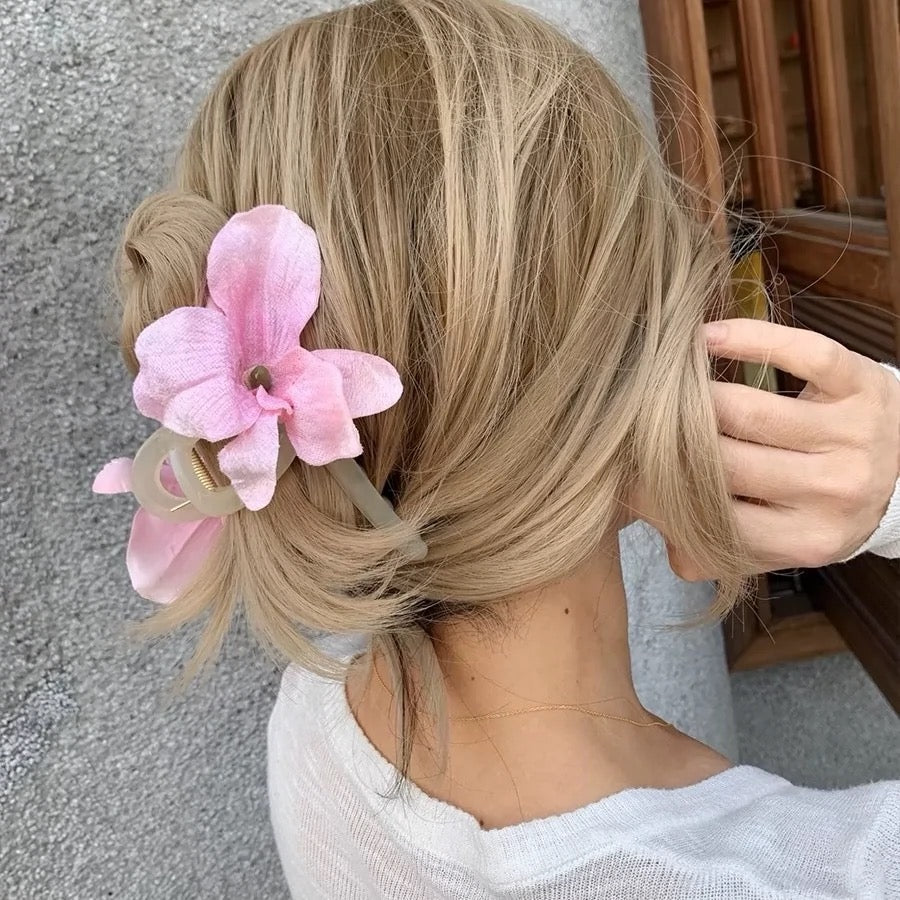 Summer Pink Floral Big Hair Clip