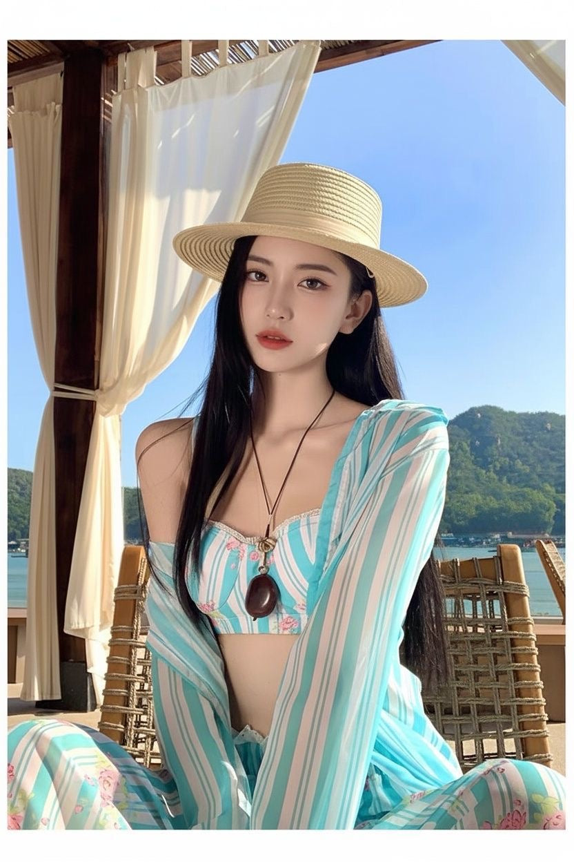 Mint Blue Bikini BK44 Four Piece Set