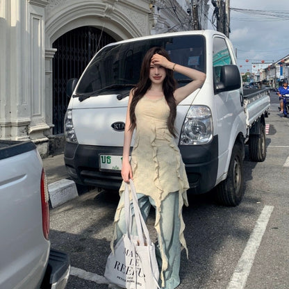 Beige Jelly Fish Bareback Long Top/Dress (S)