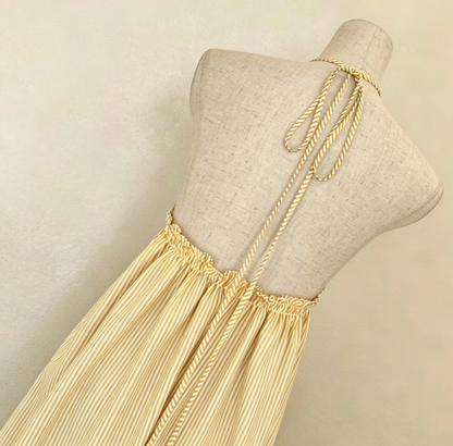 Summer Yellow Thin Bareback Long Dress