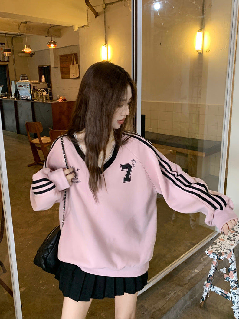 No.7 Long Sleeve Sweater Top (Pink)