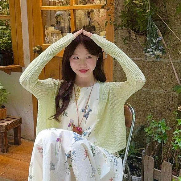 Pastel Green Thin Cardigan Top