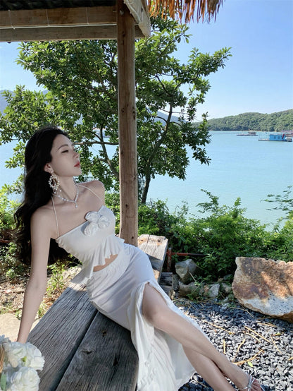 White Tube Top + Skirt Two Pieces Set