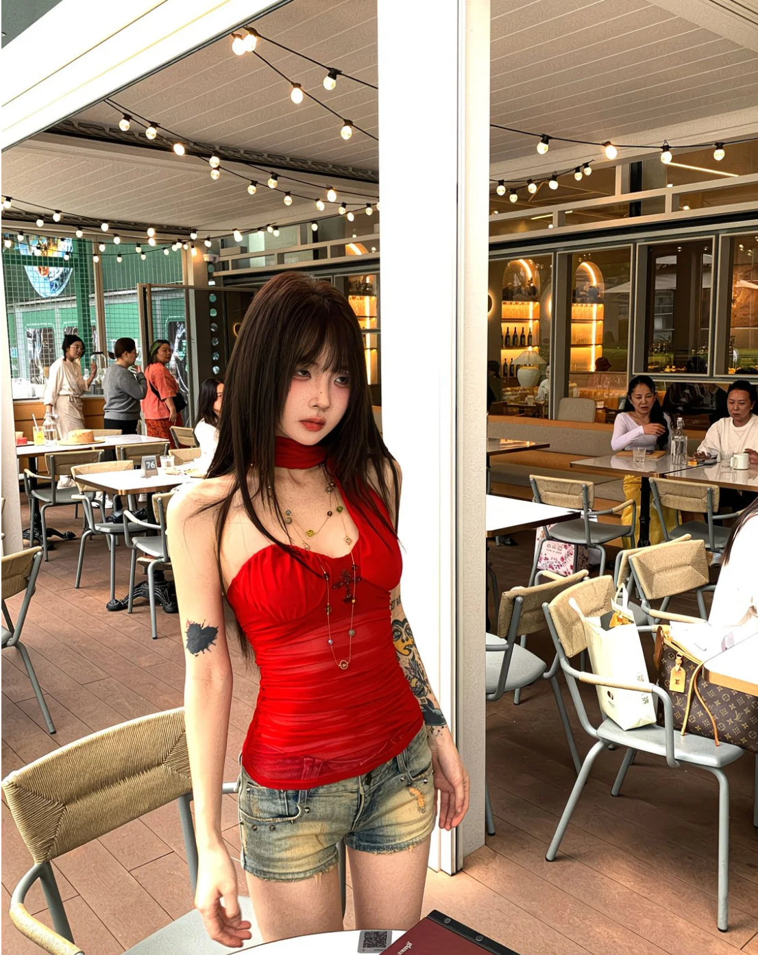 Polka Dot Tube Mesh Top Strap T009