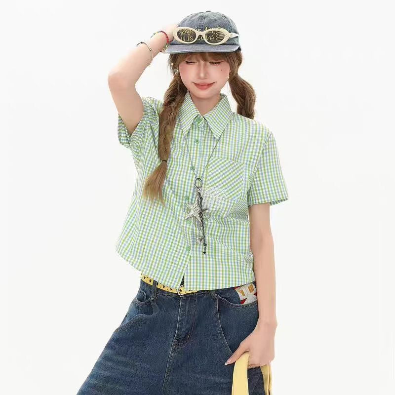 Green Plaid Top