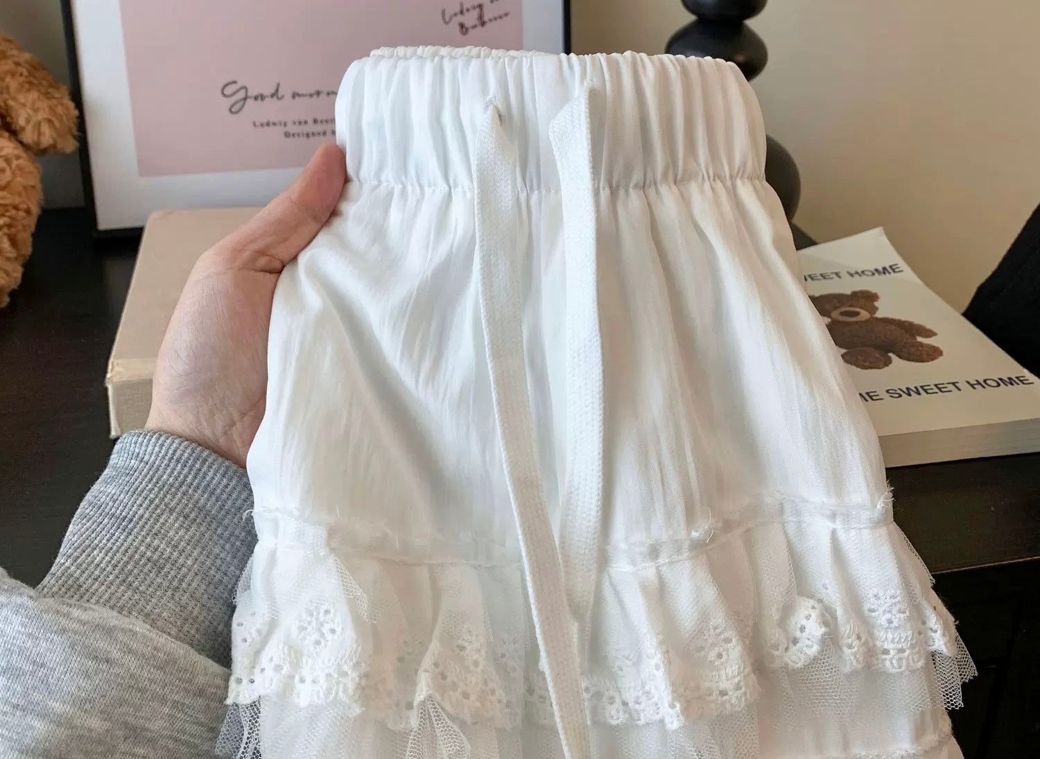 White High Waist Layer Short Skirt
