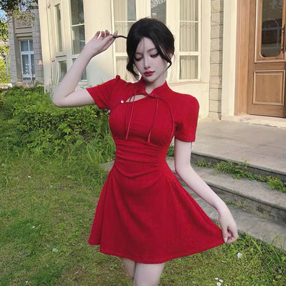 Red Cheongsam Dress (S)