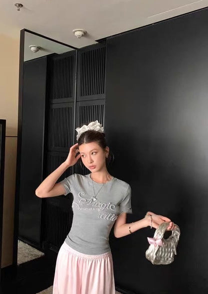 Pearl Mix Lace Top (Grey, Black)