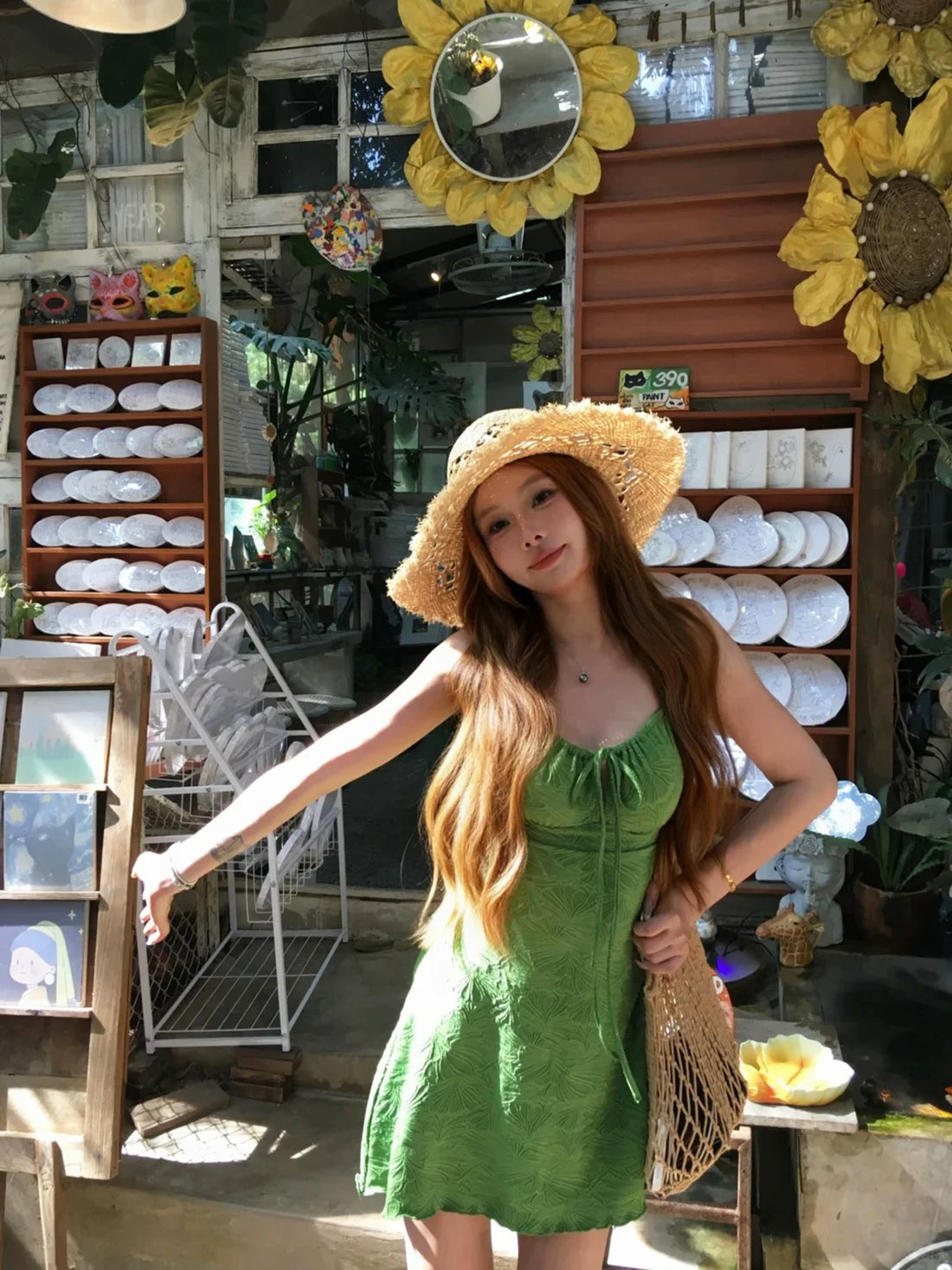 Green Strap Mini Dress (S)