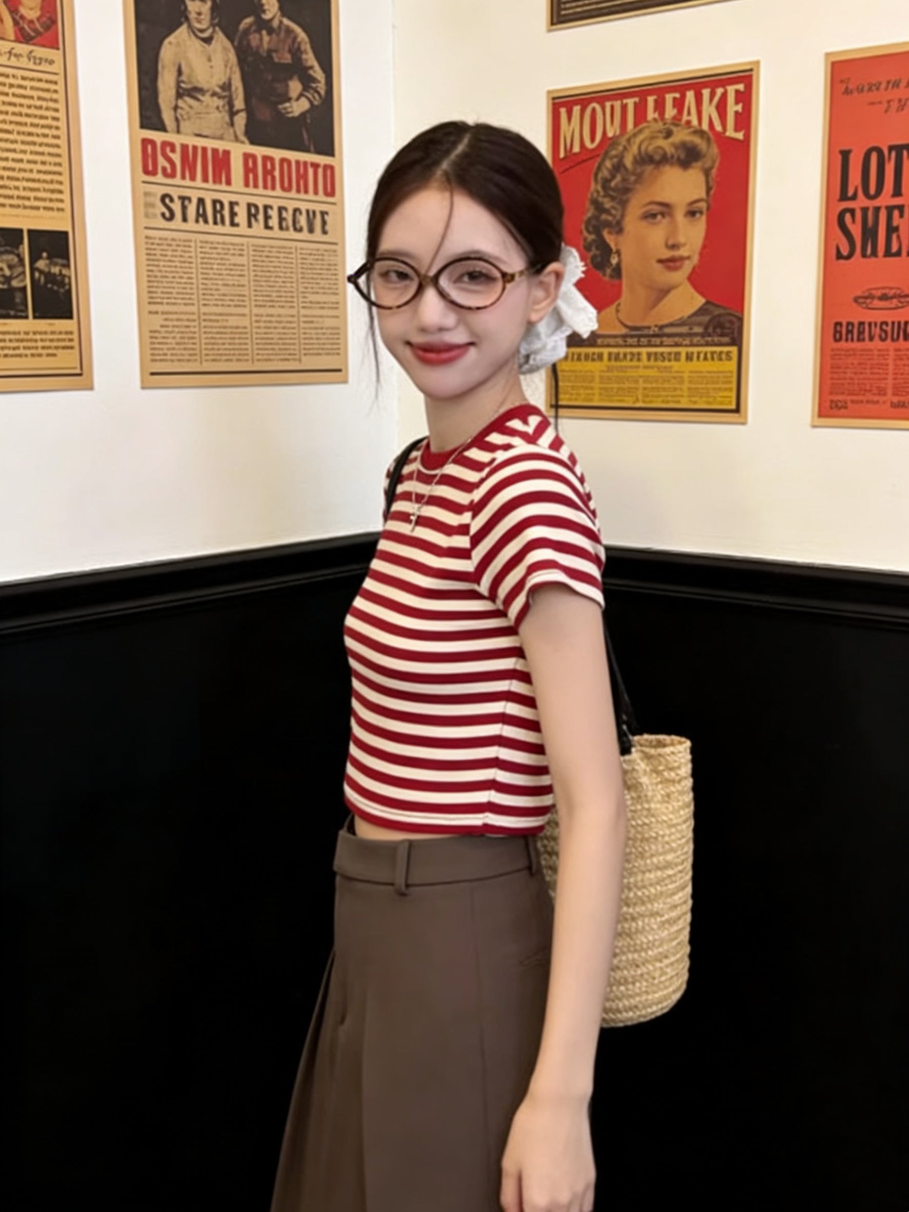 Two Tone Stripe Crop Top