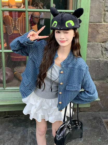 Navy Cardigan Top