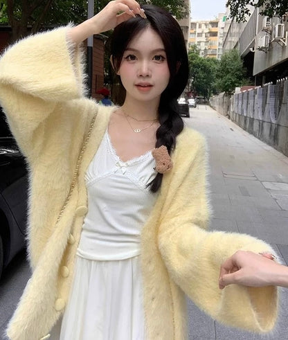 Yellow Fuzzy Cardigan
