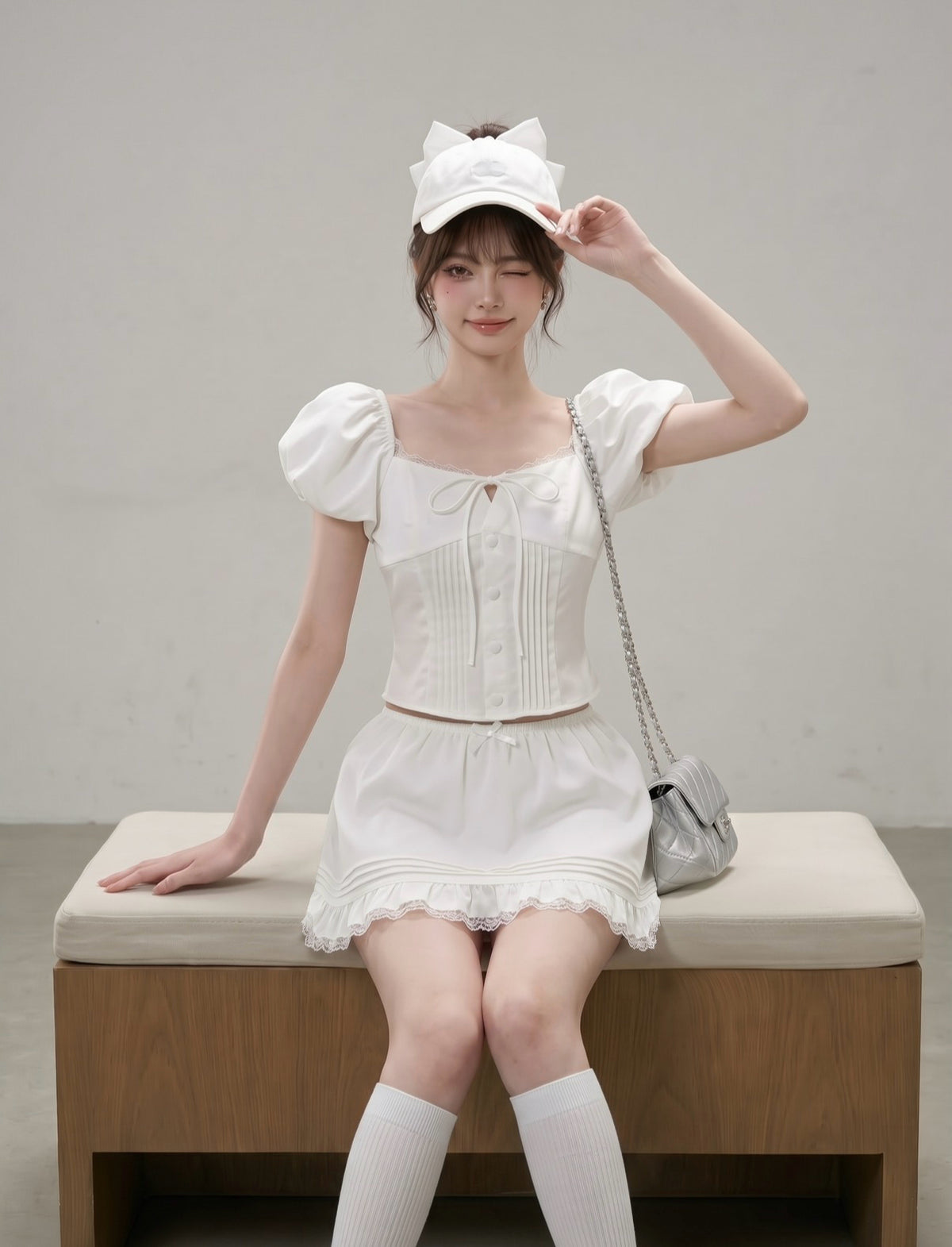 White Top + Skort Two Piece Set (S, M)