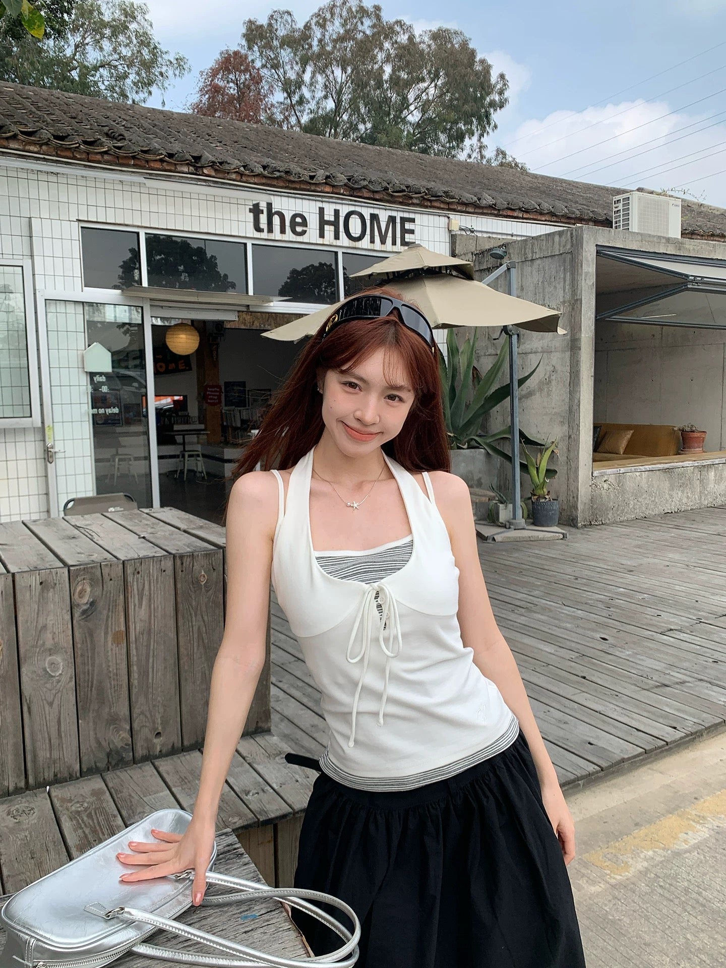 Round Neck Mix Grey Stripe Top