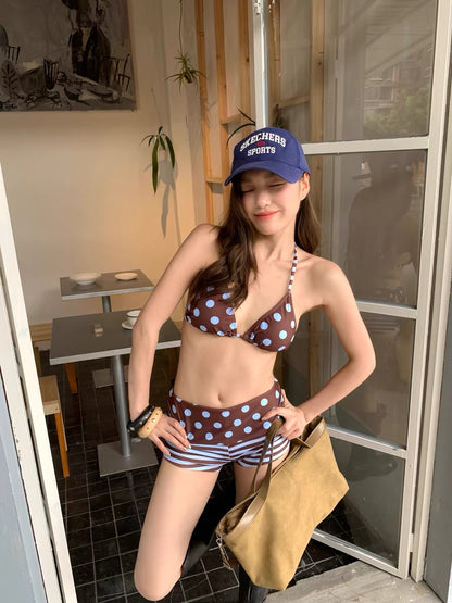 Blue Polka Dot Bikini BK57 Two Piece Set (S, M)
