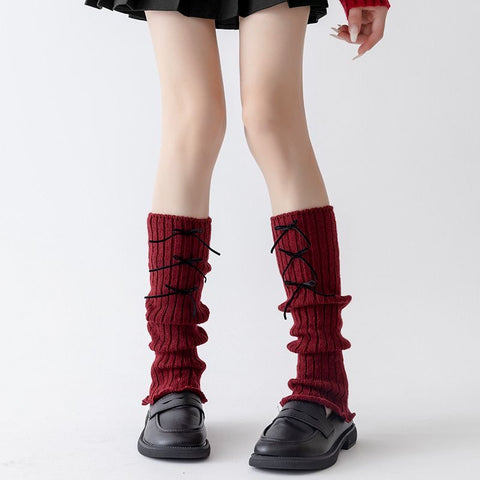 S021 Ribbons Wine Red Socks