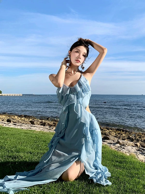 Bareback Sky Blue Long Dress