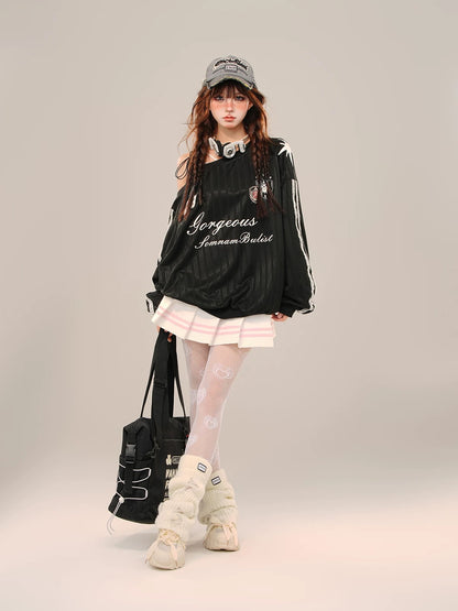 No23 Off Side Shoulder Long Sleeve Ball Tee Top