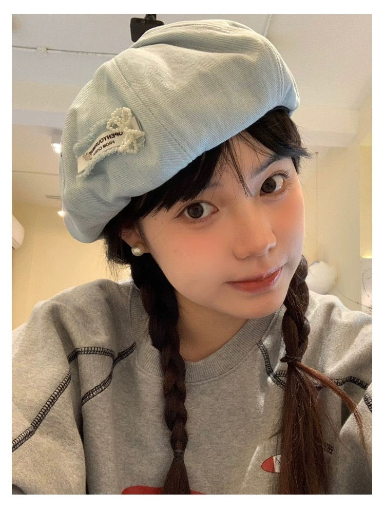 Denim Blue Beret Hat