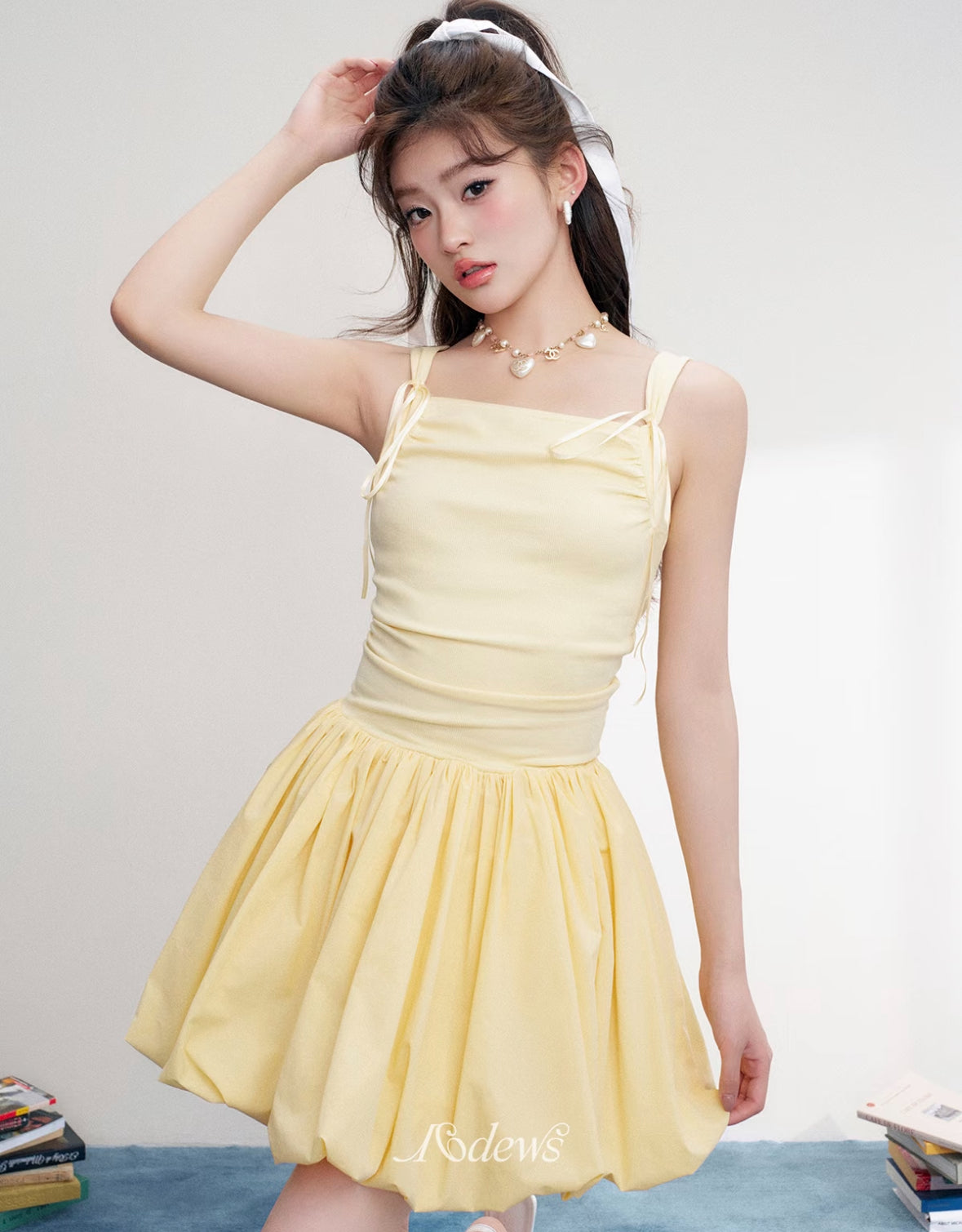 Yellow Enan Lantern Mini Dress