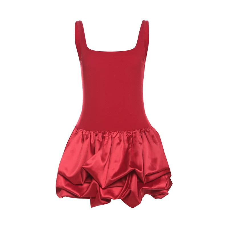 Kelly Bareback Satin Bottom Dress (Red, White, Black) S, M, L