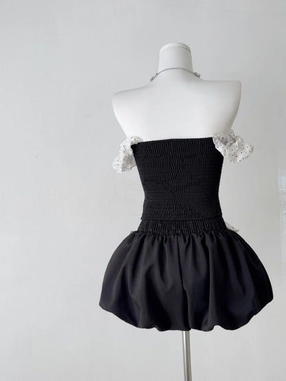 Mix White Black Top + Shorts Two Piece Set (S, M)