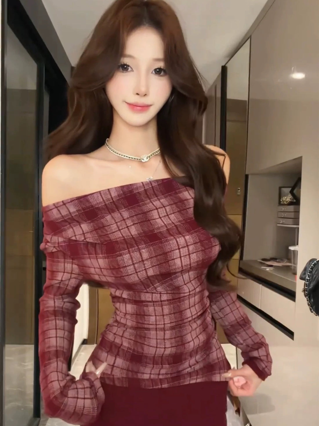 Wine Red Top + Skirt (S)