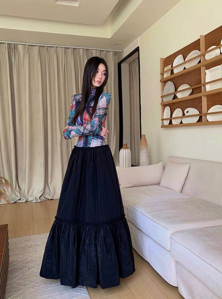 Halter Collar Maxi Black Long Dress