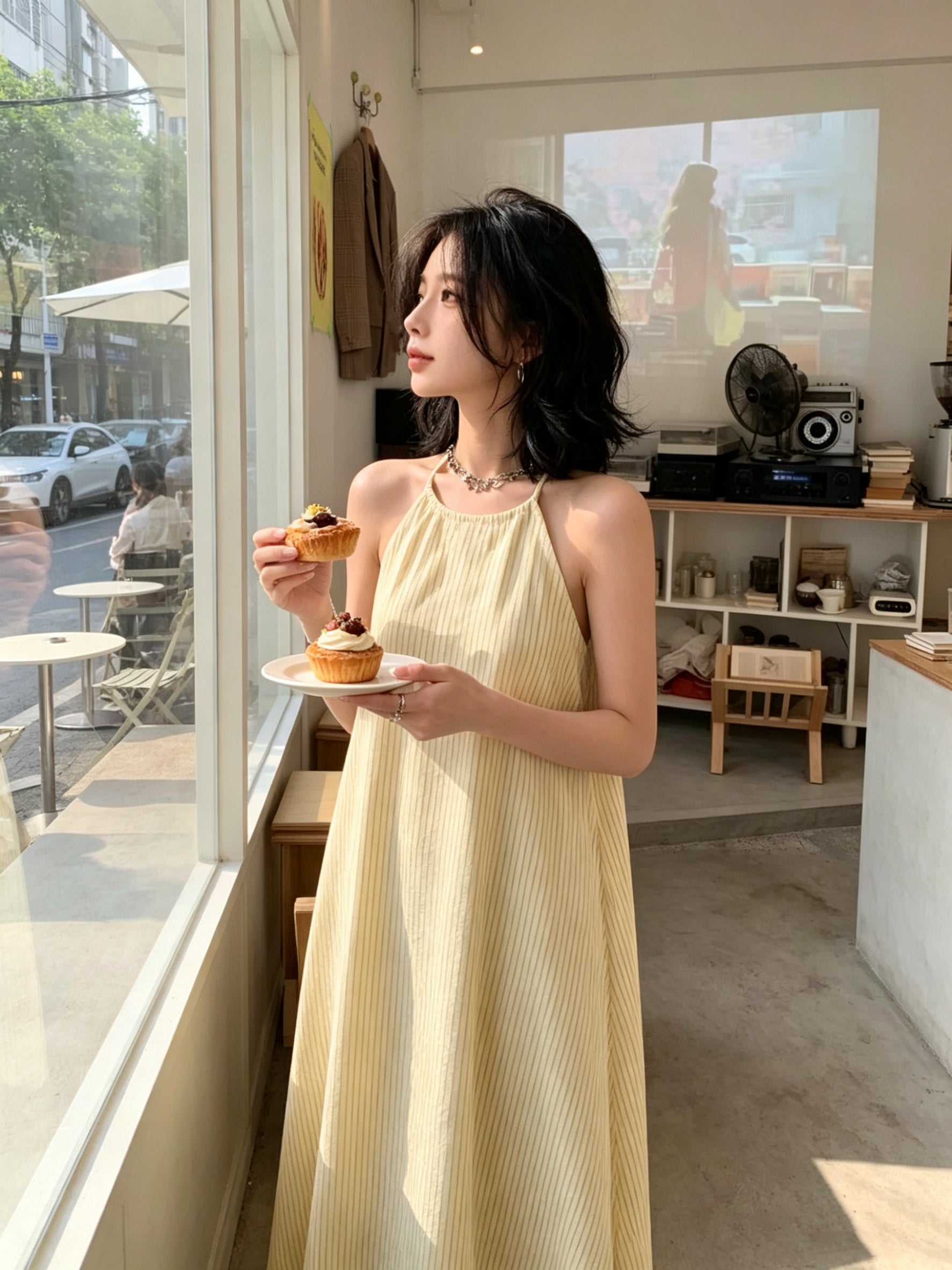 Summer Yellow Thin Bareback Long Dress