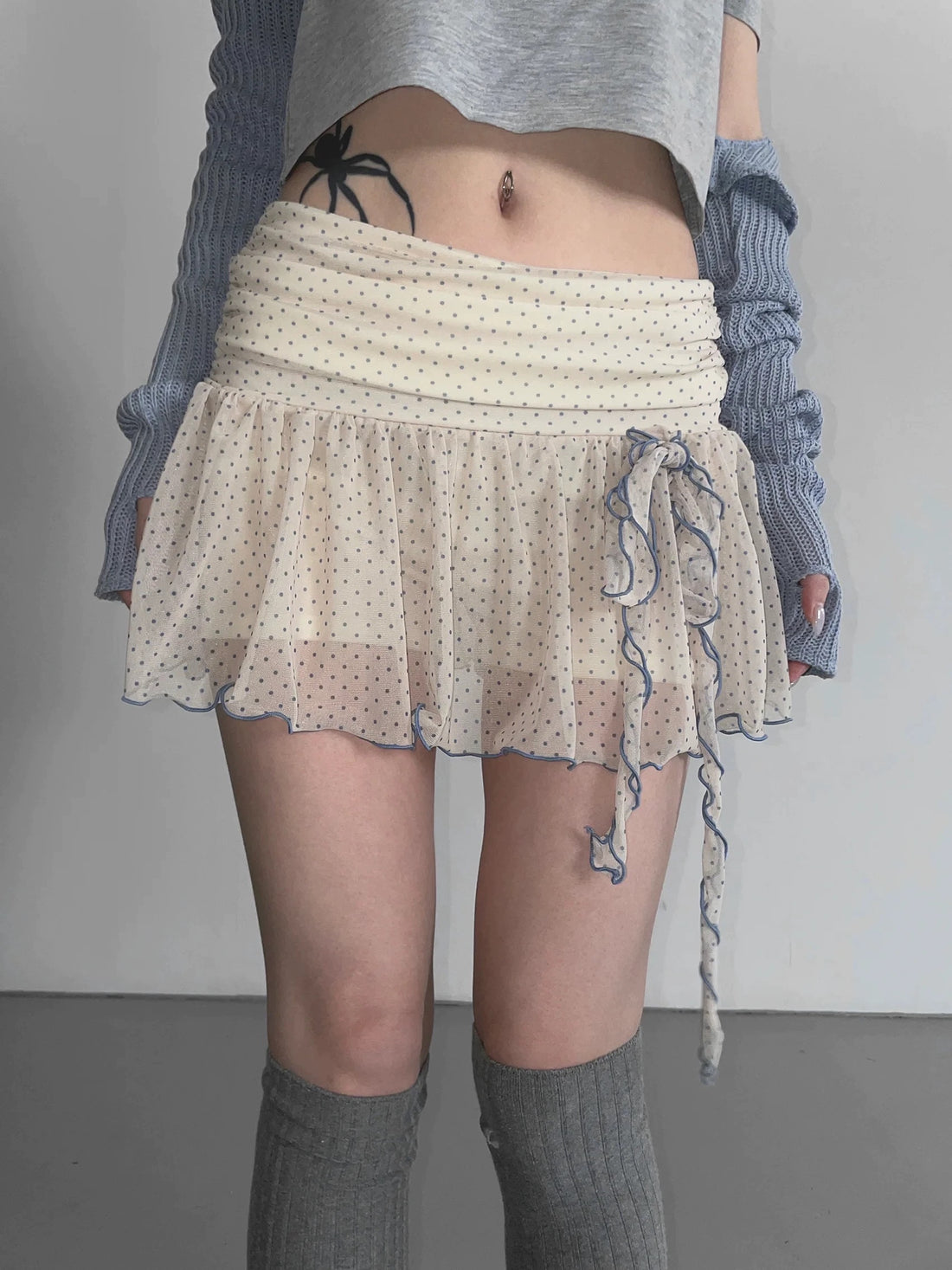 Blue Dot Beige Skirt SK28