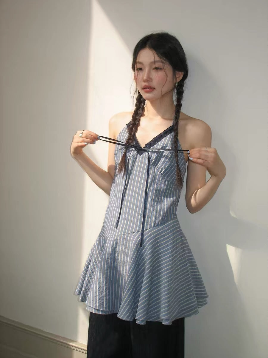 Navy Stripe Strap Mini Dress